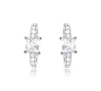 MENDOZZA Mini Creolen 925er Sterling Silber Hoops Zirkoniastein Weiß Silber 12mm