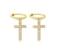 MENDOZZA Mini Creolen 925er Sterling Silber Kreuz Anhänger 12 mm Gold