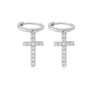 MENDOZZA Mini Creolen 925er Sterling Silber Kreuz Anhänger Silber 12mm