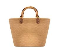 MengH-SHOP Handtasche Große Sommer Strandtasche Handgewebte Shopper Tasche mit Griff Frauen Henkeltasche für Damen Reisen und Urlaub, Khaki