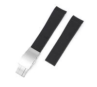 MENGKE 21 Mm Ersatzbänder, Kompatibel Mit Longines HydroConquest Gummi-Uhrenarmband, Faltschließe, Sport-Taucheruhr, Armbandzubehör(Black)