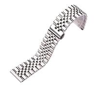 MENGKE Armband Für Uhren Aus Edelstahl Silber Glänzend 16 18 19 20 21 Zubehör Für 22 mm Metalluhrenarmbänder, 18mm, Achat