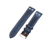 MENGKE Echtes Leder Nieten Uhrenarmband 18mm 20mm 22mm Vintage Crazy Horse Lederarmband Schnellverschluss Uhrenarmband Ersatz(Blue,22mm)
