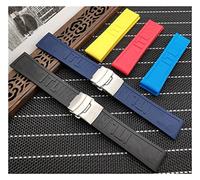 MENGKE Gummi Silikon Uhrenarmband 22mm 24mm Schwarz Gelb Rot Blau Armband mit Armband Kompatibel mit Navitimer/Rächer/Breitling Uhrenarmband Toos, 24mm Silver buckle, Achat