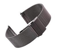 MENGKE Milanese Watch Band Armband Edelstahl Silber Schwarz Armbanduhr Armband Faltschließe 16mm 18mm 20mm 22mm 24mm(Black,22mm)