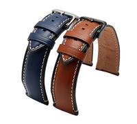 MENGKE Neues Armband Aus Echtem Leder 20 Mm 22 Mm 24 Mm Armband Kompatibel Mit Fossil FTW1114/FS5151 Uhrenlederarmband(Blue Black Buckle,22mm pin Buckle)