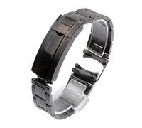 MENGKE Uhr Armband Compatible With Rolex Daytona Wasser Ghost Submariner Watch Zubehör Bandkette 20mm 21mm Solide Edelstahl Watch Strap(Black,20mm With Logo)