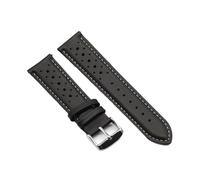 MENGKEG 18 19 20 Mm Uhrenarmband Aus Lederhaut 22 Mm 24 Mm Weich Schwarz Blau Braun Uhrenarmband Mit Armband Mit Schnellverschluss #E(Black white line,24mm)