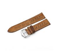 MENGKEG 18mm 20mm 22mm 24mm Handgefertigtes Uhrenarmband Aus Echtem Leder Vintage Schwarz Blau Braun Grün Uhrenarmbänder Hochwertiges Herrenuhrenarmband(Orange yellow,24mm)