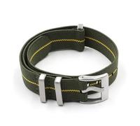 MENGKEG 18mm 20mm 22mm Nylon Uhrenarmband Elastischer Gürtel Uhrenarmband Ersatzarmband(Green-Yellow Line,18mm Silver Buckle)