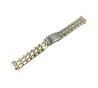 MENGKEG 19 Mm 20 Mm Edelstahlarmband Kompatibel Mit Tissot T17/T014/T41/T461/PRC200/T055/T067 Uhrenarmband Herrenarmband Gebogenes Ende(Gold silver,20mm)