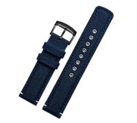 MENGKEG 20 mm Canvas + Leder-Unterseite, schwarzes, armeegrünes, khakifarbenes Nylon-Uhrenarmband, kompatibel mit dem Herren-Armband AW5005 AW1365(Blue-black clasp)