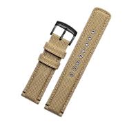 MENGKEG 20 mm Canvas + Leder-Unterseite, schwarzes, armeegrünes, khakifarbenes Nylon-Uhrenarmband, kompatibel mit dem Herren-Armband AW5005 AW1365(Khaki-black clasp)