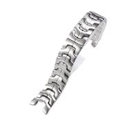 MENGKEG 21 x 9 mm Uhrenarmband, kompatibel mit Uhrenzubehör aus massivem Edelstahl, Armband aus Stahl und Silber
