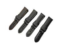 MENGKEG 22 Mm 24 Mm 26 Mm Schwarz Braun Nähte Vintage Italienisches Rindsleder Uhrenarmband Armband Uhrenarmband Kompatibel Mit PAM441(Blk orange line,26mm silver buckle)