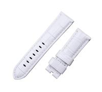 MENGKEG 22 Mm 24 Mm 26 Mm Uhrenarmband Aus Italienischem Kalbsleder, Kompatibel Mit PAM441/111/386-Zubehör(White,22mm PAM,Black Buckle)