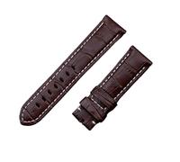 MENGKEG 22 Mm 24 Mm 26 Mm Uhrenarmband Aus Italienischem Kalbsleder, Kompatibel Mit PAM441/111/386-Zubehör(Brown White Line,22mm PAM,Without Buckle)