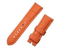 MENGKEG 22 Mm 24 Mm 26 Mm Uhrenarmband Aus Italienischem Kalbsleder, Kompatibel Mit Panerai Uhrenarmband Mit Schnalle PAM441/111/386 Zubehör(Orange,22mm PAM,Rose Buckle)
