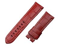 MENGKEG 22 Mm 24 Mm 26 Mm Uhrenarmband Aus Italienischem Kalbsleder, Kompatibel Mit Panerai Uhrenarmband Mit Schnalle PAM441/111/386 Zubehör(Red,22mm PAM,Gold Buckle)