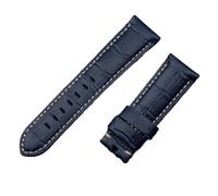 MENGKEG 22 Mm 24 Mm 26 Mm Uhrenarmband Aus Italienischem Kalbsleder, Kompatibel Mit Panerai Uhrenarmband Mit Schnalle PAM441/111/386 Zubehör(Dark Blue Beige,22mm PAM,Black Buckle)