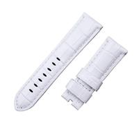 MENGKEG 22 Mm 24 Mm 26 Mm Uhrenarmband Aus Italienischem Kalbsleder, Kompatibel Mit Panerai Uhrenarmband Mit Schnalle PAM441/111/386 Zubehör(White,22mm PAM,Matt Silver Buckle)
