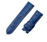 MENGKEG 22 Mm 24 Mm 26 Mm Uhrenarmband Aus Italienischem Kalbsleder, Kompatibel Mit Panerai Uhrenarmband Mit Schnalle PAM441/111/386 Zubehör(Light Blue Beige,24mm PAM,Rose Buckle)
