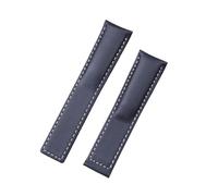 MENGKEG 22 Mm Uhrenzubehör Kompatibel Mit TAG Kompatibel Mit HEUER-Armband MONACO CARRERA-Armband Uhrenarmband Aus Gefrostetem Kalbsleder(Blue White Line,Without buckle)