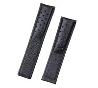 MENGKEG 22 Mm Uhrenzubehör Kompatibel Mit TAG Kompatibel Mit HEUER-Armband MONACO CARRERA-Armband Uhrenarmband Aus Gefrostetem Kalbsleder(Black Black Line,22MM WITH LOGO_BLACK BUCKLE)