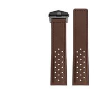 MENGKEG 22mm Echtes Leder Armband Uhrenarmband Herren Armbanduhren Band(Dark brown silver-01)