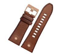 MENGKEG Armband 28 Mm Echtlederarmband Kompatibel Mit Uhrenarmband Armbanduhren Band DZ7193 DZ7214 DZ7311 DZ7312 DZ7313 Uhrenarmband(Brown rosegold,26mm)