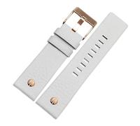 MENGKEG Armband Aus Echtem Leder 22 24 26 27 28 30 Mm Litchi-Korn Kompatibel Mit Diesel DZ4316 DZ7395 DZ7305 Uhrenarmband Uhrenarmband(White rose buckle,26mm)