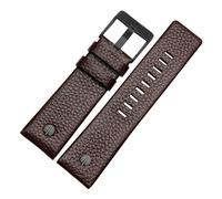 MENGKEG Armband Aus Echtem Leder 22 24 26 27 28 30 Mm Litchi-Korn Kompatibel Mit Diesel DZ4316 DZ7395 DZ7305 Uhrenarmband Uhrenarmband(Brown black buckle,30mm)