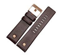 MENGKEG Armband Aus Echtem Leder 22 24 26 27 28 30 Mm Litchi-Korn Kompatibel Mit Diesel DZ4316 DZ7395 DZ7305 Uhrenarmband Uhrenarmband(Brown rose buckle,24mm)