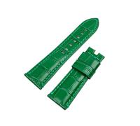 MENGKEG Echtes Krokodilmuster Armband For Panerai-Armband PAM441 Schmetterlingsschnalle 24 Mm 26 Mm(Green,26mm PAM Mark,Silver Buckle)