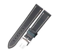 MENGKEG Echtes Lederarmband 18 20 22 24 Mm Damen Herren Vintage Rindsleder Uhrenarmband Riemen Gürtel Zubehör Faltschließe(Dark Blue,18mm)