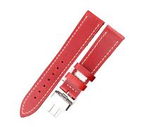 MENGKEG Echtes Lederarmband 18 20 22 24 Mm Damen Herren Vintage Rindsleder Uhrenarmband Riemen Gürtel Zubehör Faltschließe(Red Brown,20mm)