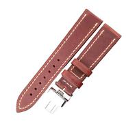 MENGKEG Echtes Lederarmband 18 20 22 24 Mm Damen Herren Vintage Rindsleder Uhrenarmband Riemen Gürtel Zubehör Faltschließe(Brown,18mm)