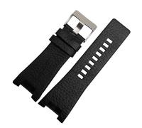 MENGKEG Echtes Lederarmband 32 Mm Armband Kompatibel Mit Diesel-Armbanduhrenarmband For DZ1216 DZ1273 DZ4246 DZ4247DZ287 Uhrenarmband(Litchi Black silver)