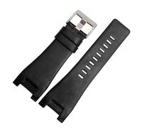 MENGKEG Echtes Lederarmband 32 Mm Armband Kompatibel Mit Diesel-Armbanduhrenarmband For DZ1216 DZ1273 DZ4246 DZ4247DZ287 Uhrenarmband(Plain Black silver)