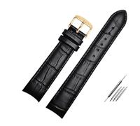 MENGKEG Echtes Lederarmband Gebogenes Ende Uhrenarmband 20 Mm Kompatibel Mit Citizen BL9002-37 05A BT0001-12E 01A Uhrenarmband 21 Mm Uhrenarmband 22 Mm(Black pin gold,22mm)