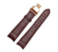 MENGKEG Echtes Lederarmband Gebogenes Ende Uhrenarmband 20 Mm Kompatibel Mit Citizen BL9002-37 05A BT0001-12E 01A Uhrenarmband 21 Mm Uhrenarmband 22 Mm(Brown rose buckle,20mm)