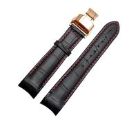 MENGKEG Echtes Lederarmband Gebogenes Ende Uhrenarmband 20 Mm Kompatibel Mit Citizen BL9002-37 05A BT0001-12E 01A Uhrenarmband 21 Mm Uhrenarmband 22 Mm(Black red rose,20mm)