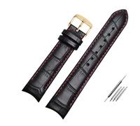 MENGKEG Echtes Lederarmband Gebogenes Ende Uhrenarmband 20 Mm Kompatibel Mit Citizen BL9002-37 05A BT0001-12E 01A Uhrenarmband 21 Mm Uhrenarmband 22 Mm(Black red pin g,21mm)