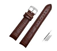 MENGKEG Echtes Lederarmband Gebogenes Ende Uhrenarmband 20 Mm Kompatibel Mit Citizen BL9002-37 05A BT0001-12E 01A Uhrenarmband 21 Mm Uhrenarmband 22 Mm(Brown pin silver,22mm)