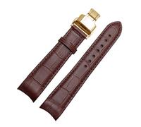 MENGKEG Echtes Lederarmband Gebogenes Ende Uhrenarmband 20 Mm Kompatibel Mit Citizen BL9002-37 05A BT0001-12E 01A Uhrenarmband 21 Mm Uhrenarmband 22 Mm(Brown gold buckle,21mm)