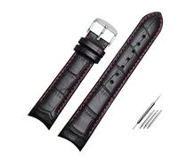 MENGKEG Echtes Lederarmband Gebogenes Ende Uhrenarmband 20 Mm Kompatibel Mit Citizen BL9002-37 05A BT0001-12E 01A Uhrenarmband 21 Mm Uhrenarmband 22 Mm(Black red pin s,21mm)