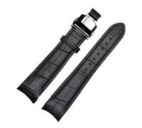 MENGKEG Echtes Lederarmband Gebogenes Ende Uhrenarmband 20 Mm Kompatibel Mit Citizen BL9002-37 05A BT0001-12E 01A Uhrenarmband 21 Mm Uhrenarmband 22 Mm(Black black buckle,20mm)