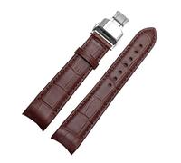 MENGKEG Echtes Lederarmband Gebogenes Ende Uhrenarmband 20 Mm Kompatibel Mit Citizen BL9002-37 05A BT0001-12E 01A Uhrenarmband 21 Mm Uhrenarmband 22 Mm(Brown silver buckle,22mm)