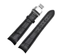 MENGKEG Echtes Lederarmband Gebogenes Ende Uhrenarmband 20 Mm Kompatibel Mit Citizen BL9002-37 05A BT0001-12E 01A Uhrenarmband 21 Mm Uhrenarmband 22 Mm(Black silver buckle,21mm)