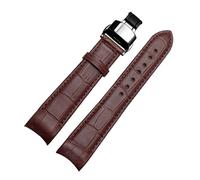 MENGKEG Echtes Lederarmband Gebogenes Ende Uhrenarmband 20 Mm Kompatibel Mit Citizen BL9002-37 05A BT0001-12E 01A Uhrenarmband 21 Mm Uhrenarmband 22 Mm(Brown black buckle,21mm)